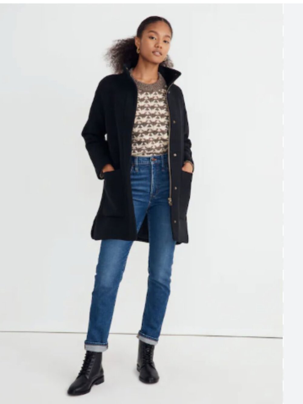 Madewell Estate Cocoon Wool Cashmere Coat Insuluxe Fabric Medium Black - Picture 5 of 12